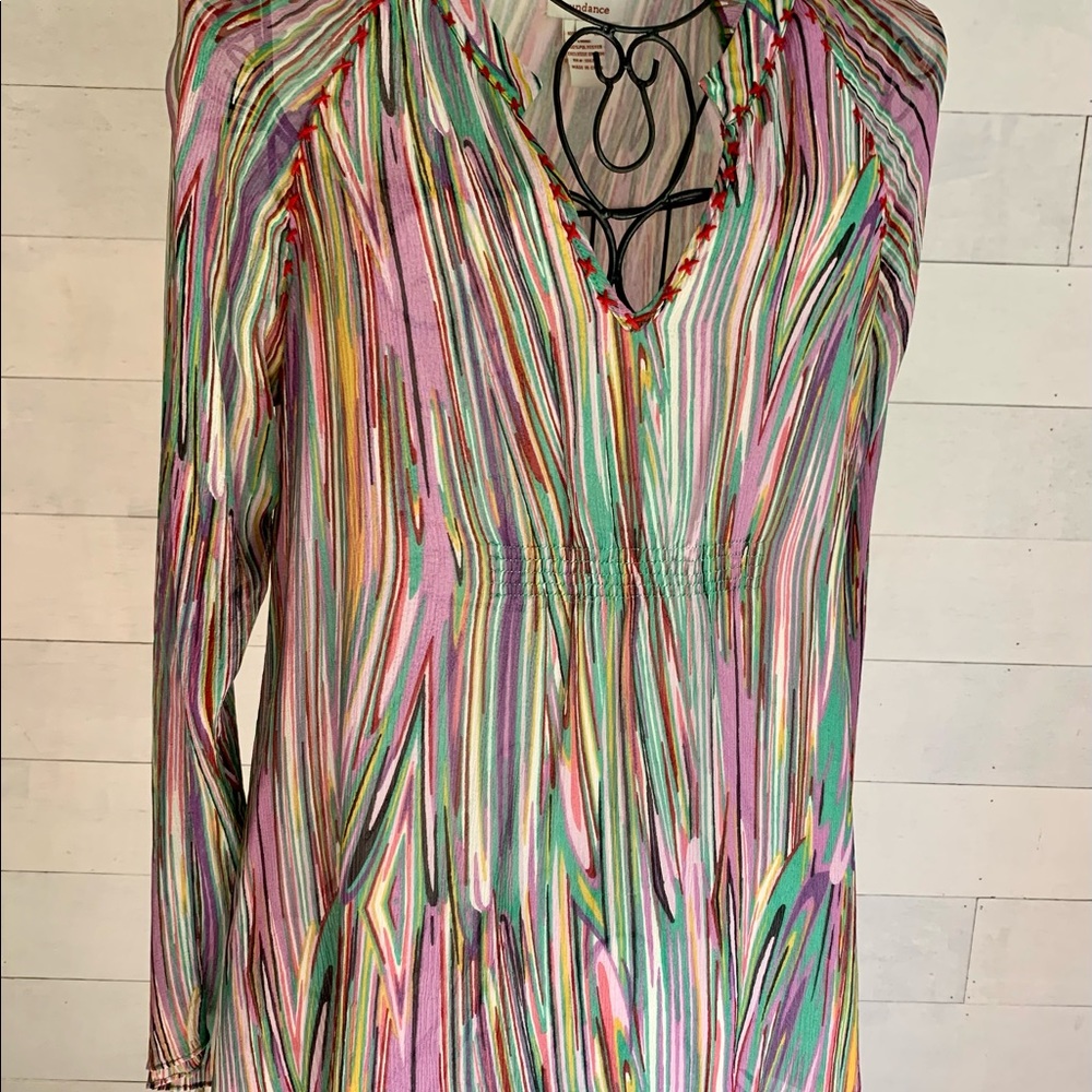 Sundance Silk Multicolor Watercolor Blouse